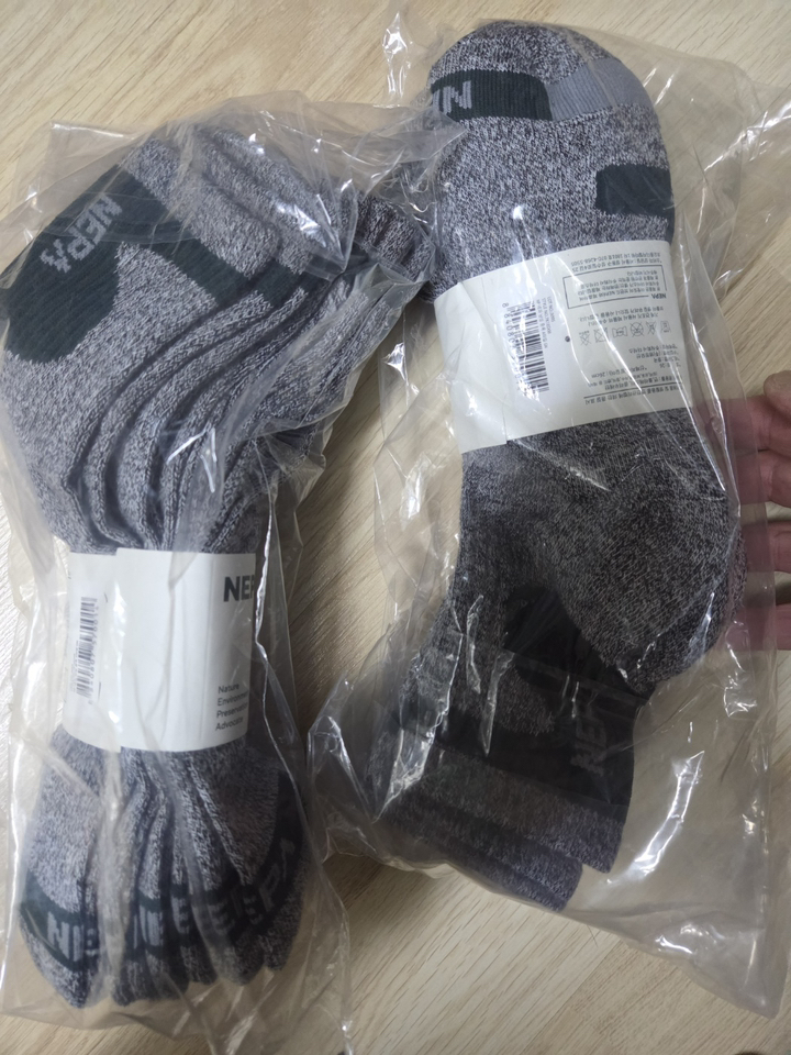 네파 남성용 쿠션 중목 양말 A타입 5족 세트, 블랙, 1세트 이미지 2