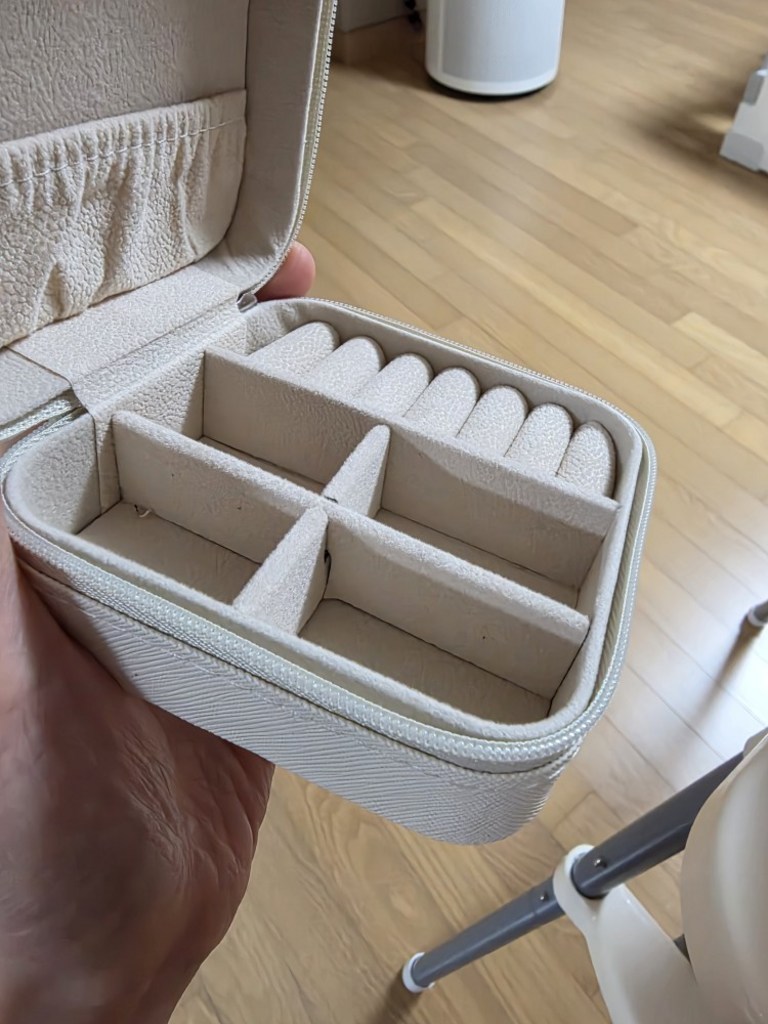 사각 휴대용 주얼리 목걸이 반지 보석함, 아이보리, 1개 이미지 3