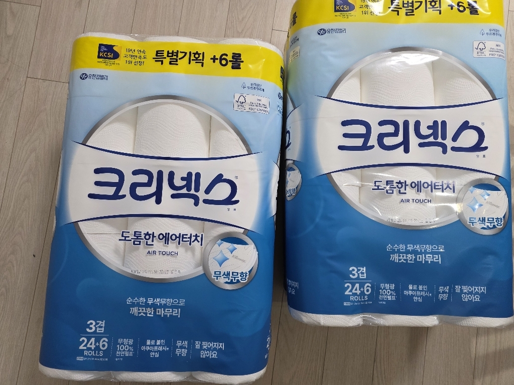 크리넥스 도톰한 에어터치 3겹 롤화장지 27m 이미지 2