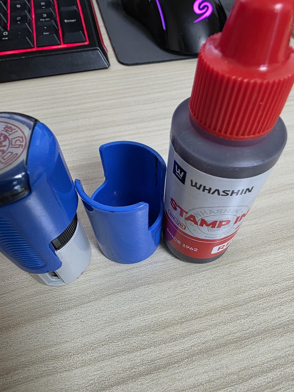 [달방구] 화신 스탬프 리필용 잉크 흑/청/적 스탬프잉크 리필 40g 2개 이미지 4