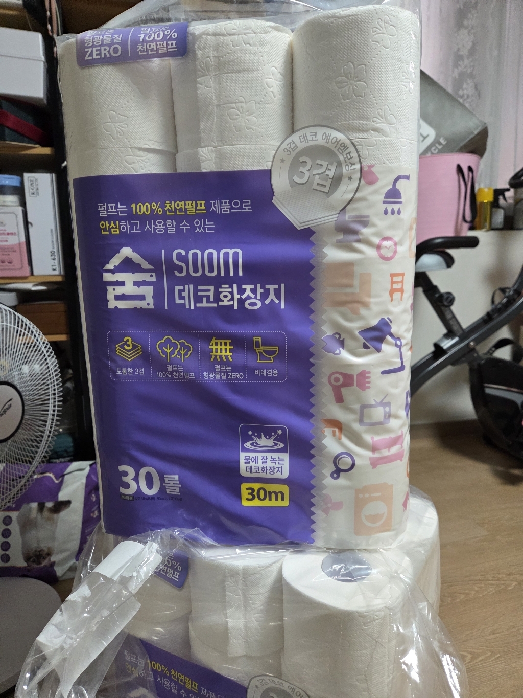 숨 100% 천연펄프 3겹 화장지(30m 30롤 x 2팩) 총 60롤 솔직 후기 | 실사용자 리뷰 분석 - 상품 이미지 2