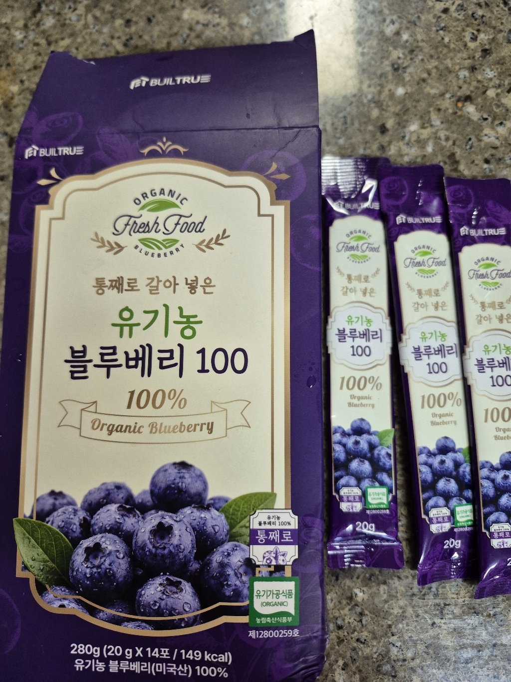 통째로 갈아 넣은 유기농 블루베리 100 스틱 즙 퓨레 20g, 168개 솔직 후기 | 실사용자 리뷰 분석 - 상품 이미지 2