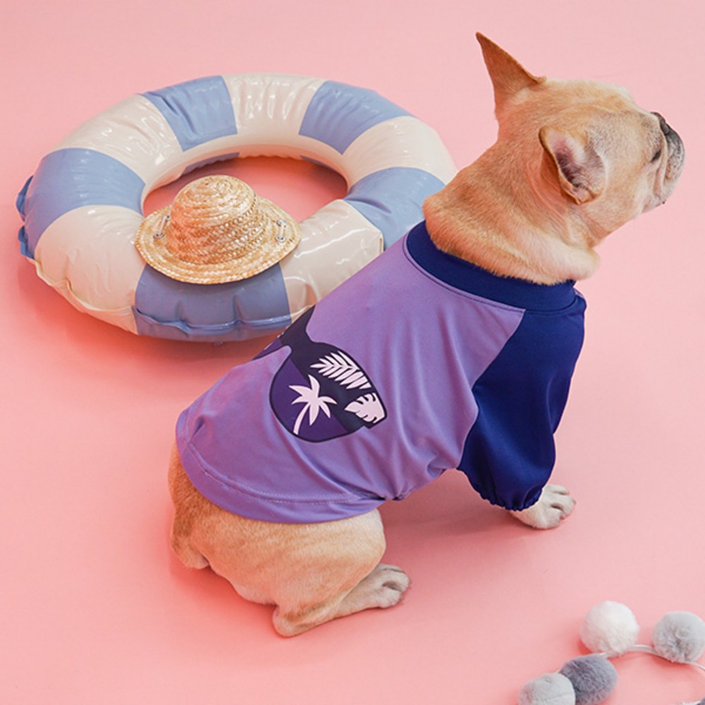 RealPet 강아지 라운드 하와이 래쉬가드, 바이올렛, 1개 — 쿠팡 골드박스 특가 8,130원
