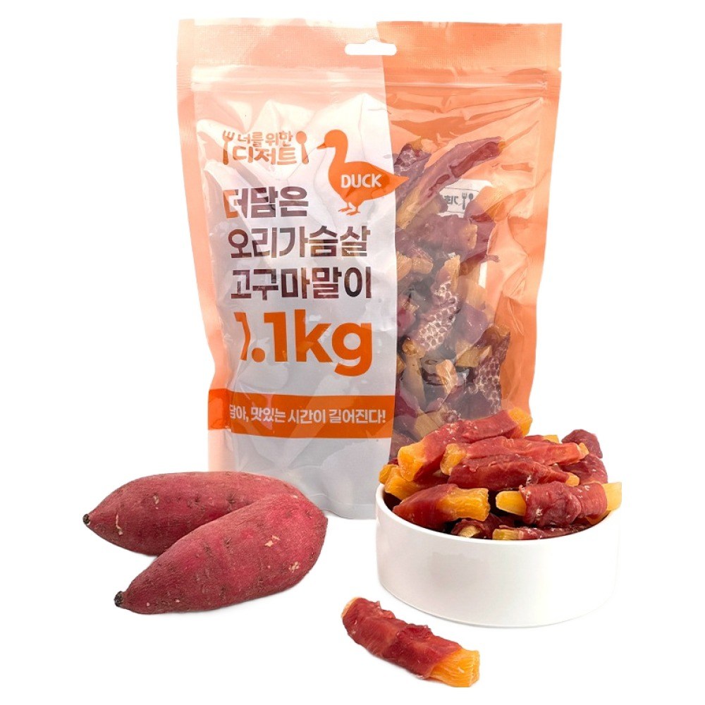 너를위한디저트 강아지 더담은 오리고구마말이, 1.1kg, 1개, 혼합맛(오리/고구마) — 쿠팡 골드박스 특가 18,000원