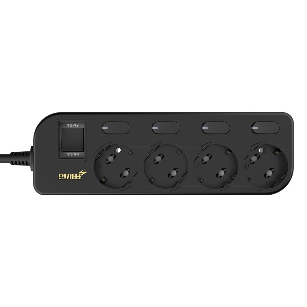 번개표 절전형 뉴 개별 스위치 멀티탭 4구 WI-MC31645, 1.5m, 블랙, 1개 — 쿠팡 골드박스 특가 16,520원