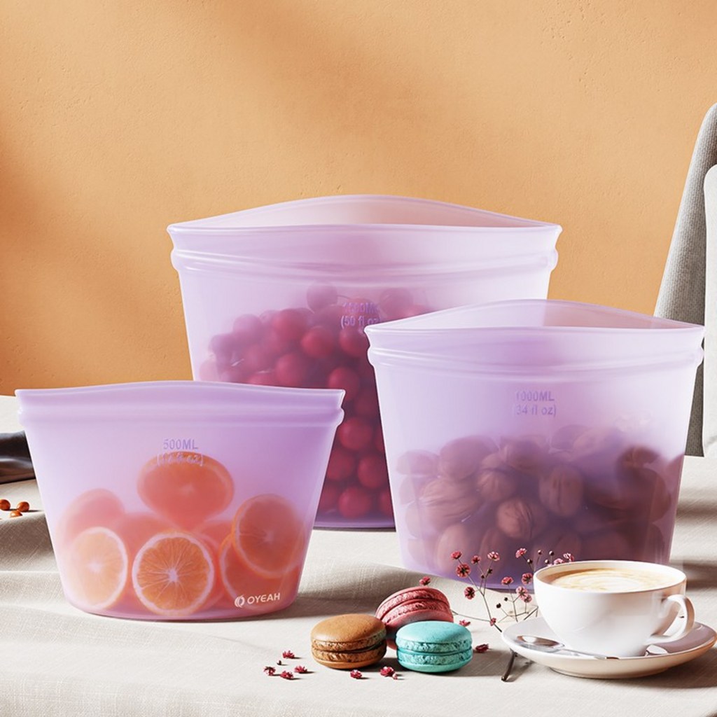 다회용 실리콘 지퍼백 밀폐용기