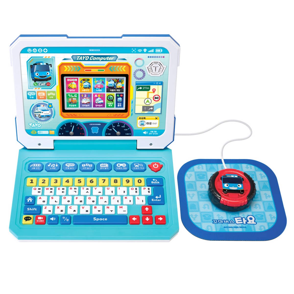 타요 학습콘텐츠 자동차 노트북, 혼합색상, 1개