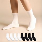 삭피엔스 여성용 발목이 가늘어 보이는 골지 중목 양말 8켤레 세트, 230~250mm, 화이트4, 블랙4, 1개