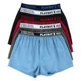 플레이보이 40수 순면 아웃밴드 통기성 사각 트렁크 5종 세트, 블랙, 네이비, 그레이, 스카이, 와인, 100, 1개