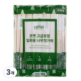 코멧 고급포장 일회용 나무젓가락, 3개