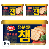 하림 닭가슴살 햄 챔 허브 페퍼, 200g, 6개