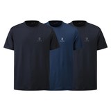 야크 남녀공용 라운드 트리플 반팔티 3p 세트 3BYRTXV901, 블랙, 다크블루, 100, 1개