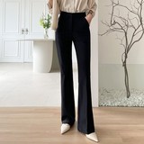 플랜데이 여성용 숏/미디움/롱 프링 스판 세미부츠컷 슬랙스