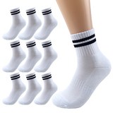 올리싹 5+5 두꺼운 남성용 국산 더블쿠션 두줄 스포츠 중목 양말, 화이트, 10개