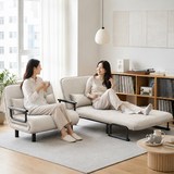 다용도 접이식 소파베드 1인용/2인용 등받이 조절 가능 편안한 거실 침실용 쇼파 침대겸용, 오트밀 100cm, 1개