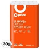 오프라이스 3겹 천연펄프 화장지, 30m, 30롤, 3개