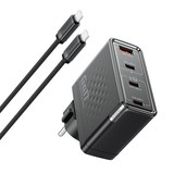 Toocki PD 3.1 GaN PPS 140W 4포트 접지형 초고속 멀티충전기 + C TO C 2M 240W 케이블 세트, 블랙, 1세트