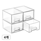 Vtopmart 클리어 적층 슬라이딩 서랍장 화장품 수납정리함 소형 1+1, 투명, 2세트