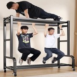 BILIMO 튼튼한 철제 스탠드 2단 선반 이불 케리어 수납 가능한 이동식 옷걸이 행거, 블랙