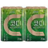 최신리뉴얼 코디 친환경 에코그린 바스티슈 화장지 3겹 30m 60롤 두루마리 휴지, 30롤, 2개
