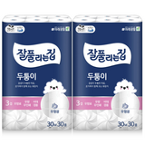 잘풀리는집 두툼이화장지 3겹 30m 30롤X2팩 / 비데겸용/신제품, 2개, 30개입