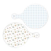 圓形圖案粉藍色, Happy方形圖案 × 1套