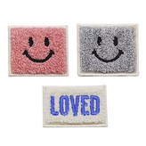 方形微笑粉紅色 + 灰色 + LOVED藍色 × 1套