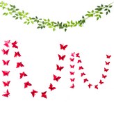 레드(나비 가랜드), 혼합색상(나뭇잎 가랜드) × 1세트