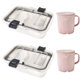保鮮盒白色700ml2個 + 咖啡杯粉色260ml2個 × 1組