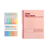 粉彩紫, 粉彩藍, 粉彩綠, 粉彩橘, 粉彩粉, 粉彩黃(螢光筆), 粉紅色(筆記本) × 1套