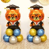 金色(30cm氣球) + 藍色(30cm氣球) + 銀色(30cm氣球) + 博士熊(鋁箔氣球)