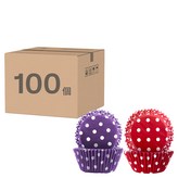 紅底 + 白點，紫點 + 白點 × 100個
