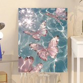 DD粉色蝴蝶30X40 內框顏料 畫筆 × 1個