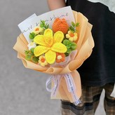 1黃胖胖1黃鬱金香毛線花束成品 裸花無禮袋，無賀卡 × 1套