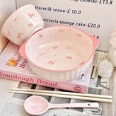 粉色蝴蝶結,雙耳湯碗單個裝 × 1個