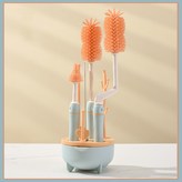 (藍色)瀝水架+旋轉刷+直刷+奶嘴刷+吸管刷 × 1個