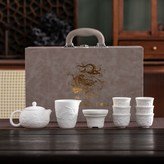 羊脂玉浮雕龍西施壺6杯公杯茶漏組灰皮包:如圖所示826 × 1個