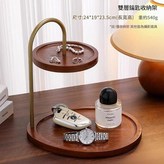雙層託盤 金色杆 胡桃色 × 1個