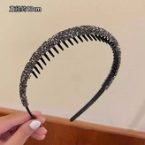 灰色水鑽帶齒防滑髮箍 × 1個