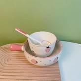草莓手把碗飯碗湯勺三件套 × 1個