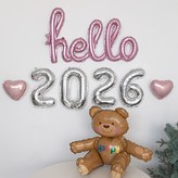 곰돌이 hello 핑크 + 숫자 실버 + 하트 연핑크 × 1개
