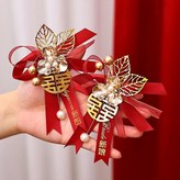 金喜酒紅胸花 飄帶 空白 × 1個