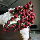 材料包 乳白 酒紅花束毯子 40*40 × 1個
