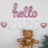 곰돌이 hello 핑크 + 숫자 화이트 + 하트 연핑크 × 1개