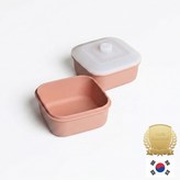 소형 사각 2P / 바디:피치베이지 / 뚜껑:반투명 × 1개