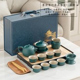 綠墨韻黑陶井欄壺蓋碗過濾組公杯8杯茶巾茶夾藍皮箱:如圖所示3254 × 1個