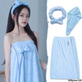 天藍色（可調節松緊肥瘦可穿）,【出口品質】浴裙3件套（店長推薦） × 1個