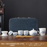 藍天香牡丹羊脂玉西施壺茶漏組公道杯6杯圓口杯茶巾茶夾藍皮包:如圖所示2771 × 1個