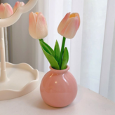 粉色花瓶+粉白色郁金香2支+優先發. × 1個