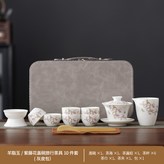 紫藤花羊脂玉蓋碗茶漏組公道杯6圓口杯茶巾茶夾灰皮包:如圖所示2732 × 1個